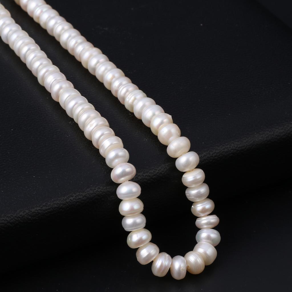 1String, White Natural Freshwater Pearls, Handmade Rondelle Pearl Beads for Jewelry Making DIY Necklaces, Bracelets Crafts (Beads 5-6mm, Length 36cm)