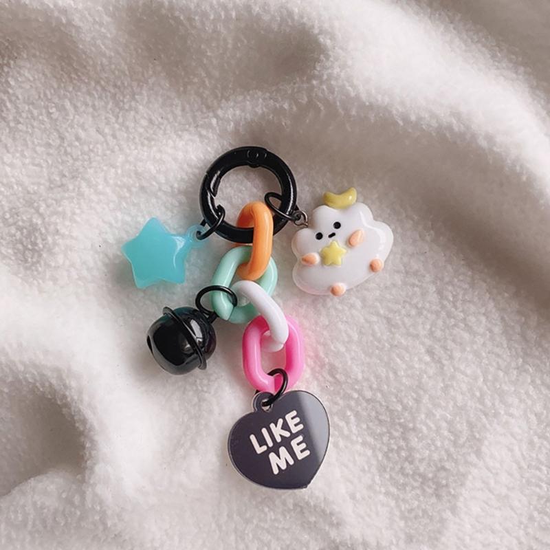 Unique Moon Cloud Star Bell Heart Pendant Keychain Handmade Colorful Resin Keyring Accessory Handbag Accessories