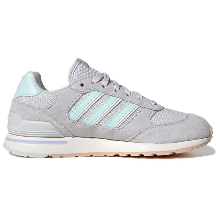 Adidas Neo Run 80s Comfortable Fabric Leather Non-Slip Wear-Resistant Low-Top Running Shoes Women Sneaker Gray Blue GV7301
