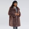 Long fur coat, winter new temperament coffee color long hair imitation fur coat