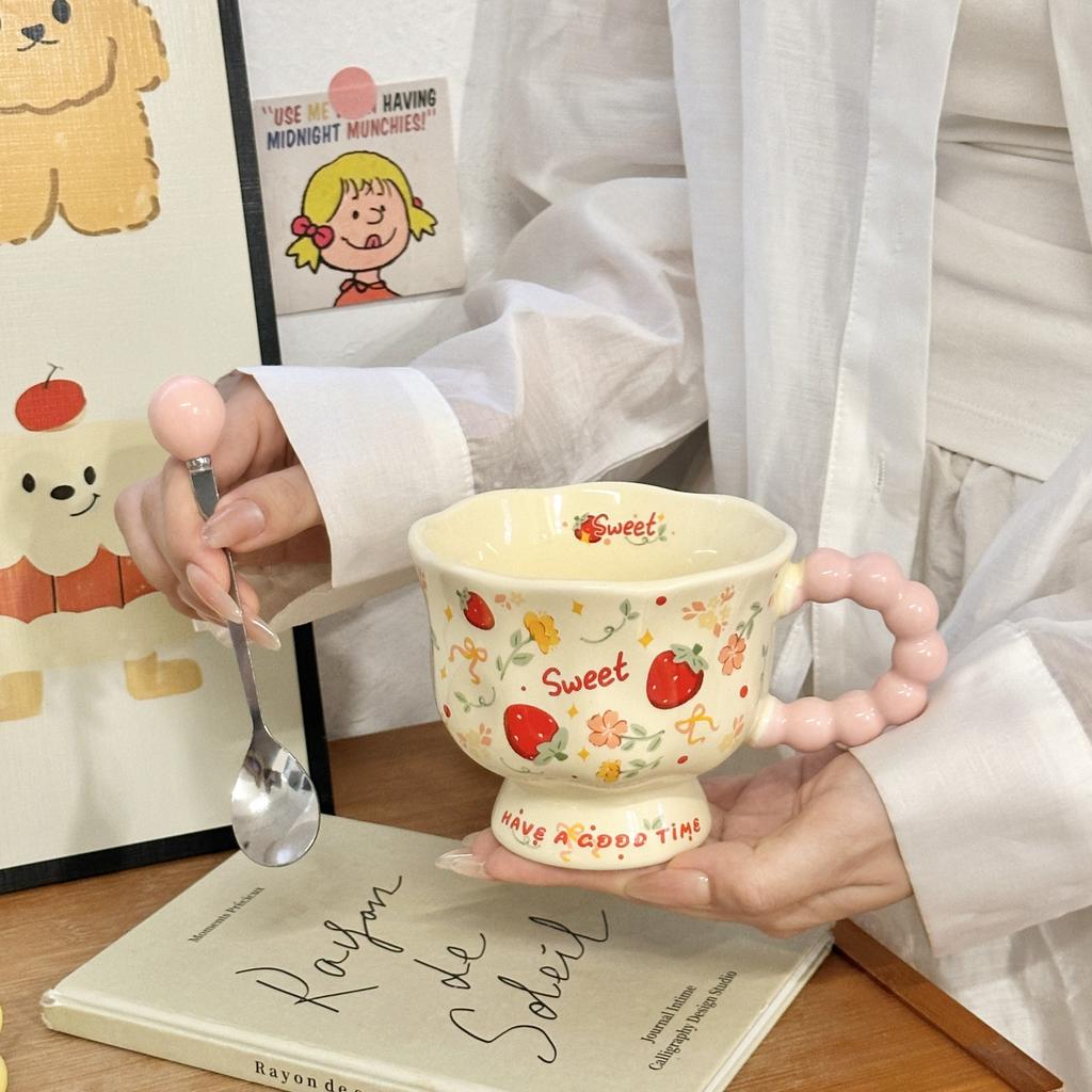 Windige Sommerfrucht Keramiktasse Hoch Aussehende Mädchen Tasse Paar Wasserbecher Zuhause Kinder Frühstückstasse