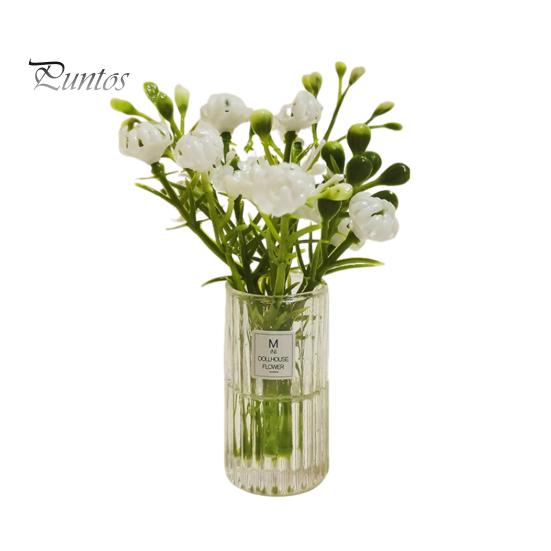 

1:6 1:12 миниатюрных кукольных цветов с вазой, букеты для кукольного домика, аксессуары, мини-игрушка с цветочной композицией, микропейзаж, украшение для гостиной белый