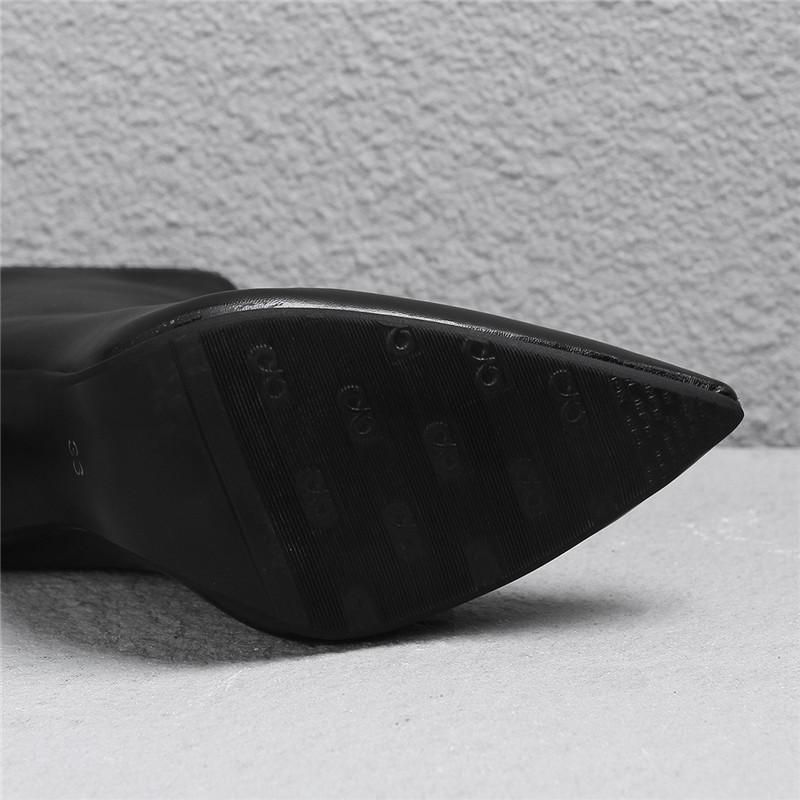 Dámské kotníkové boty na vysokém podpatku, sexy evropský a americký styl, špičaté, na tenkém podpatku, velká velikost, jednobarevné kotníkové boty