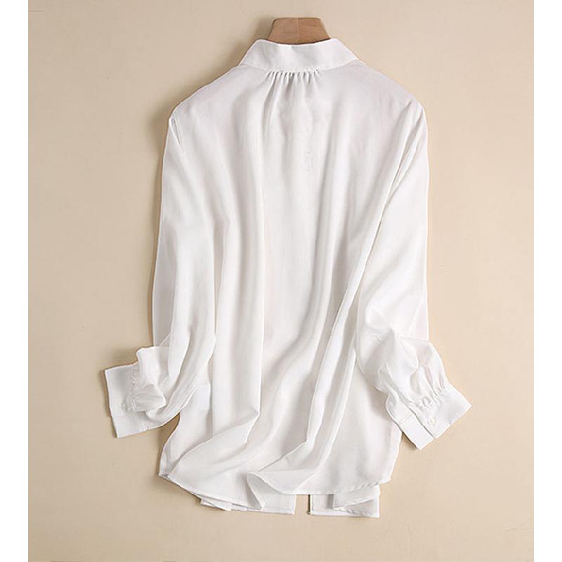 2026 Spring New Elegant White Shirt for Women, Versatile Commuting Shirt with Draped Ribbons