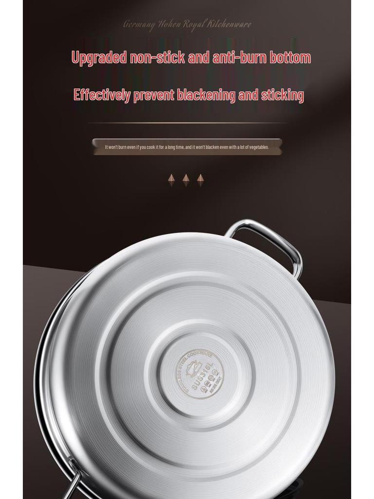 316 Stainless Steel Yin Yang Hot Pot with Induction Cooker Compatibility - Large Capacity Family Soup Pot