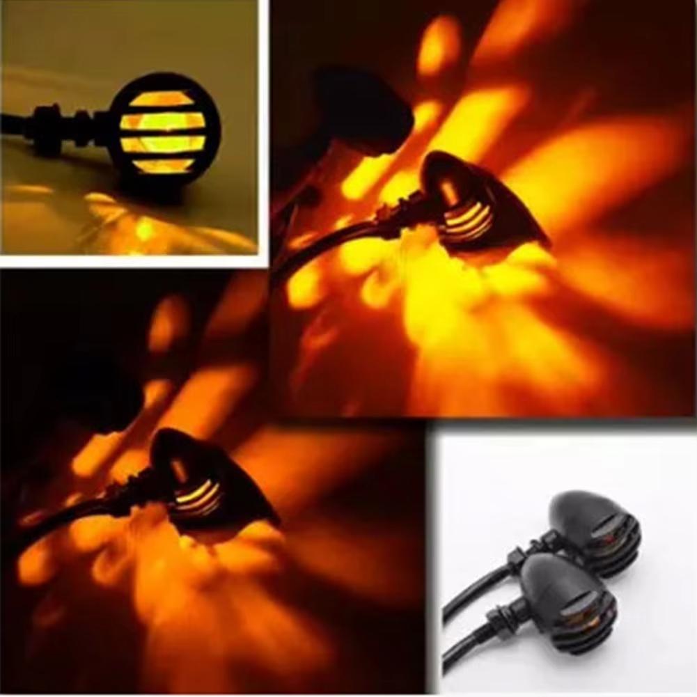 12V Turn Signal Light Bullet Vintage Motorcycle Flashing Light LED Sequential Flowing Flashing Lamp For Yamaha Suzuki 2Pcs
