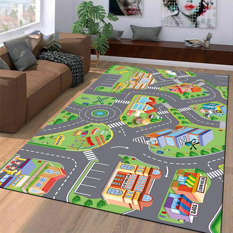 Kids Playmat City Roads Suitable As a Non-slip Mat for the Living Room or Bedroom Sofa