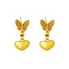 Trendy Gold Love Heart Butterfly Earrings - Women's Long-Lasting Color Retention Jewelry