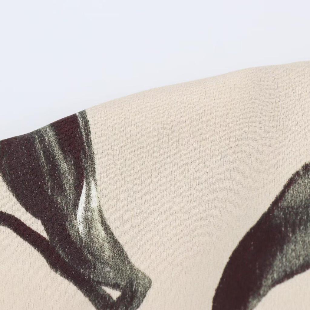 2025 Spring Women's Slimming Floral Print Silk Satin Midi Dress