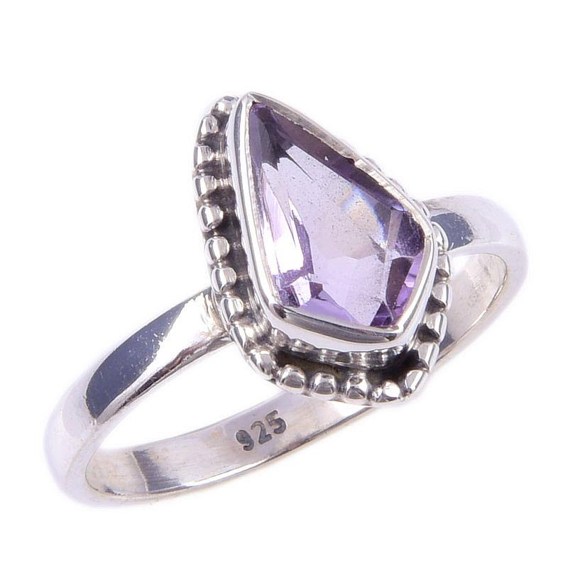 Natural Pink Amethyst Gemstone Handmade 925 Solid Sterling Silver Ring S.7 J6q95