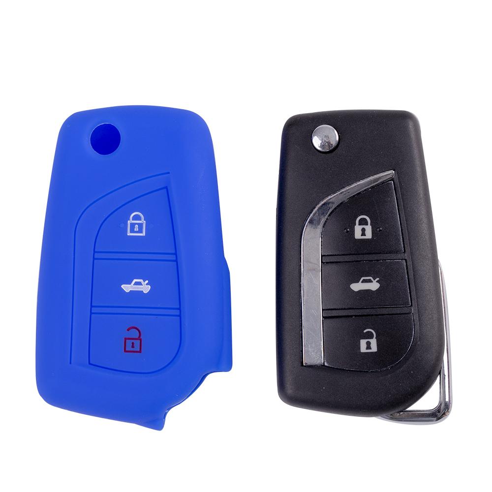3 Knoppen Siliconen Auto Afstandsbediening Sleutelhoesje Voor Toyota Auris Corolla Yaris Rav4 Camry Scion Tc Im 2013-