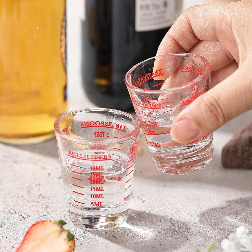 Shot Glass Measuring Cup, Thick Base Liquid Measuring Cup for Espresso Shot Glass,Measuring Glasses,4 Different Units of Measure