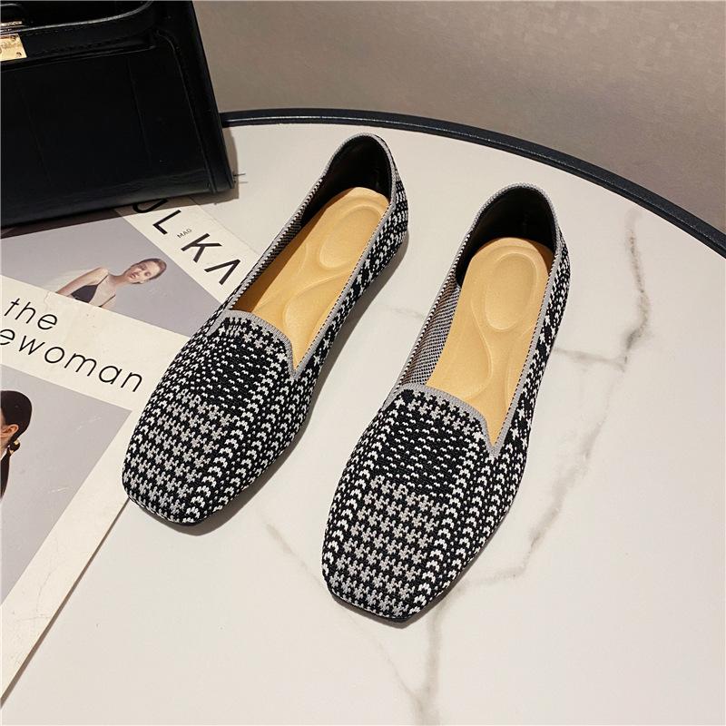 

Новые весенне-осенние летящие тканые туфли-одинарки Doudou, тканые, на плоской подошве, с квадратным носком, женские 40