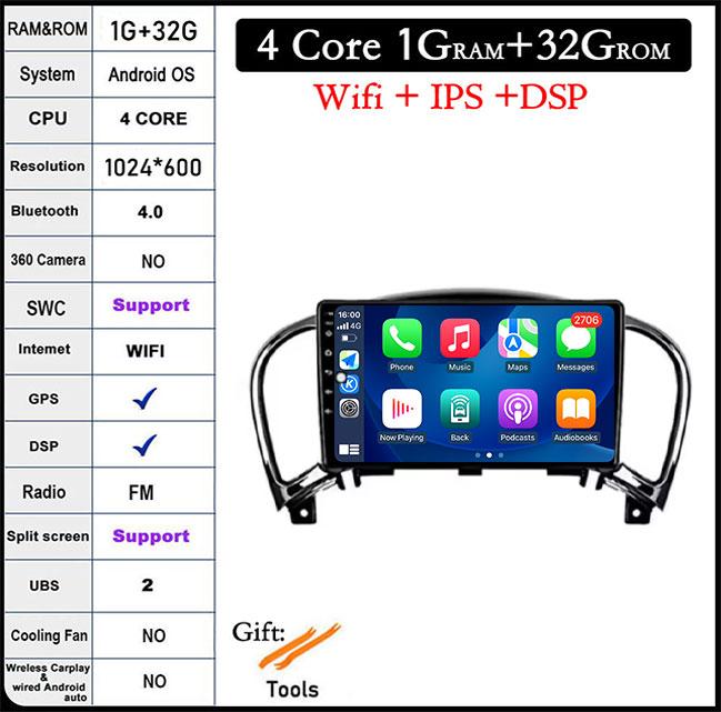 

9 DSP Android 14 Авто для Nissan Juke 2011 - 2016 2.5D Сенсорный экран Автомобильная Мультимедийная Навигация GPS Авто Радио Стерео Видео