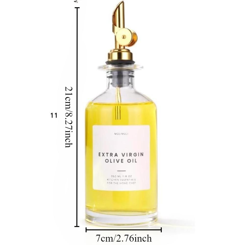 Dávkovač oleje a octa s kovovou hubičkou, nepropustná nádoba na olej, nádoba na koření, kuchyňský skleněný dávkovač lahví