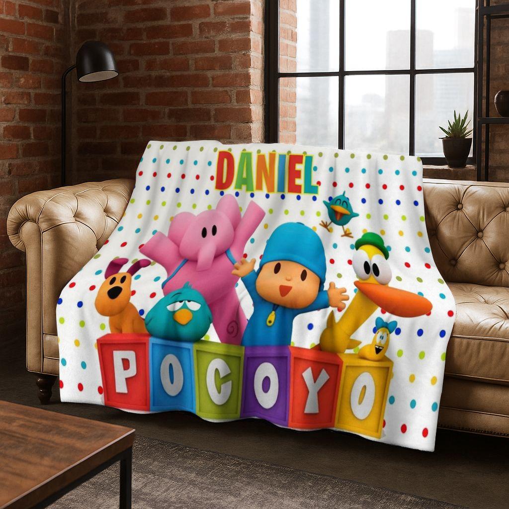 3D P-Pocoyo Elly Pato Cartoon Flanelldecke Weiche Warme Überwurfdecke für Bett Schlafzimmer Zimmer Wohnzimmer Reise Picknick Kindergeschenk