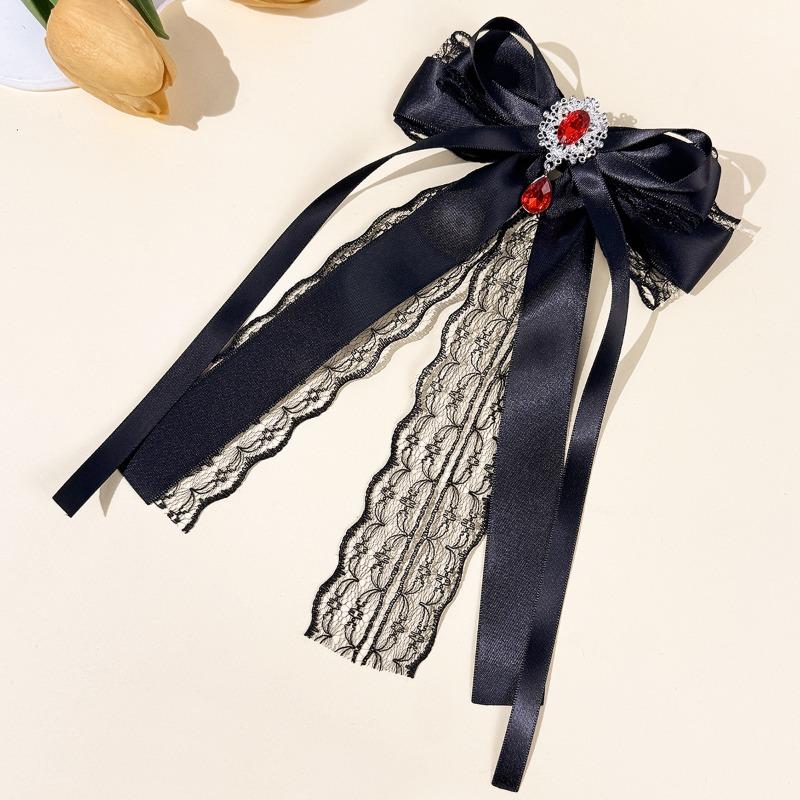 

Elegant Gem Lace Bow Hair Clips Multi-Color Satin Hair Accessories Women,Stylish Hair Ornament for Daily Party/Cosplay Outfits чёрный