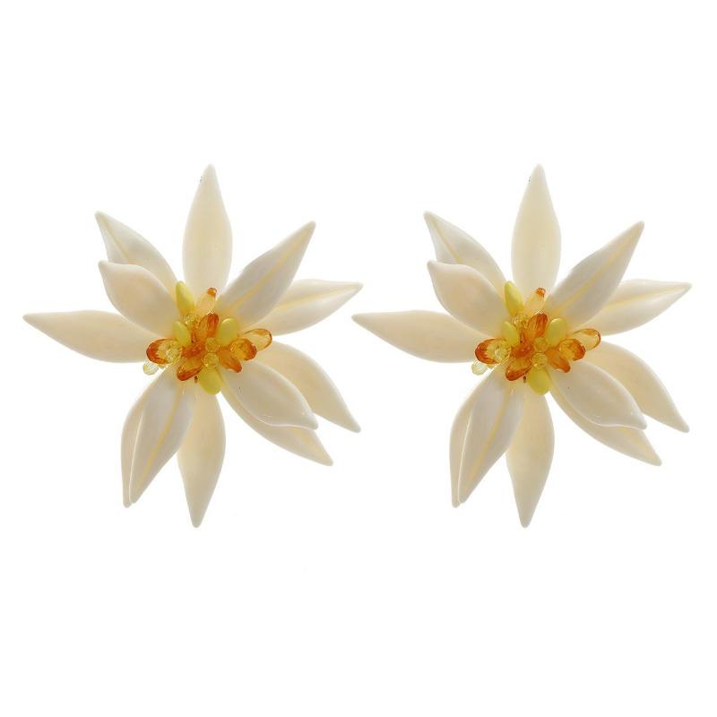 Elegante Set da 3 Pezzi: Orecchini pendenti in resina con perline e fiori, collana e bracciale da donna
