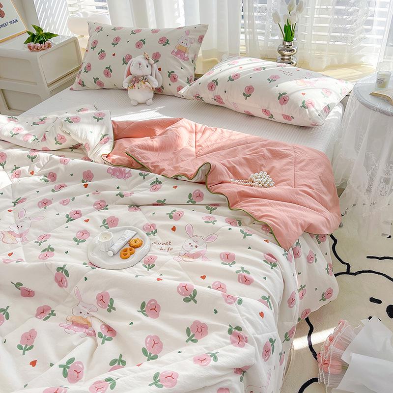 Class A Soybean Fiber Cartoon Print Summer Quilt - Double Layer Gauze Air Conditioning Quilt