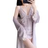 Yase [Gorgeous Flowers] New velvet nightdress women's exquisite lace heavy industry design hanging skirt with chest pad set