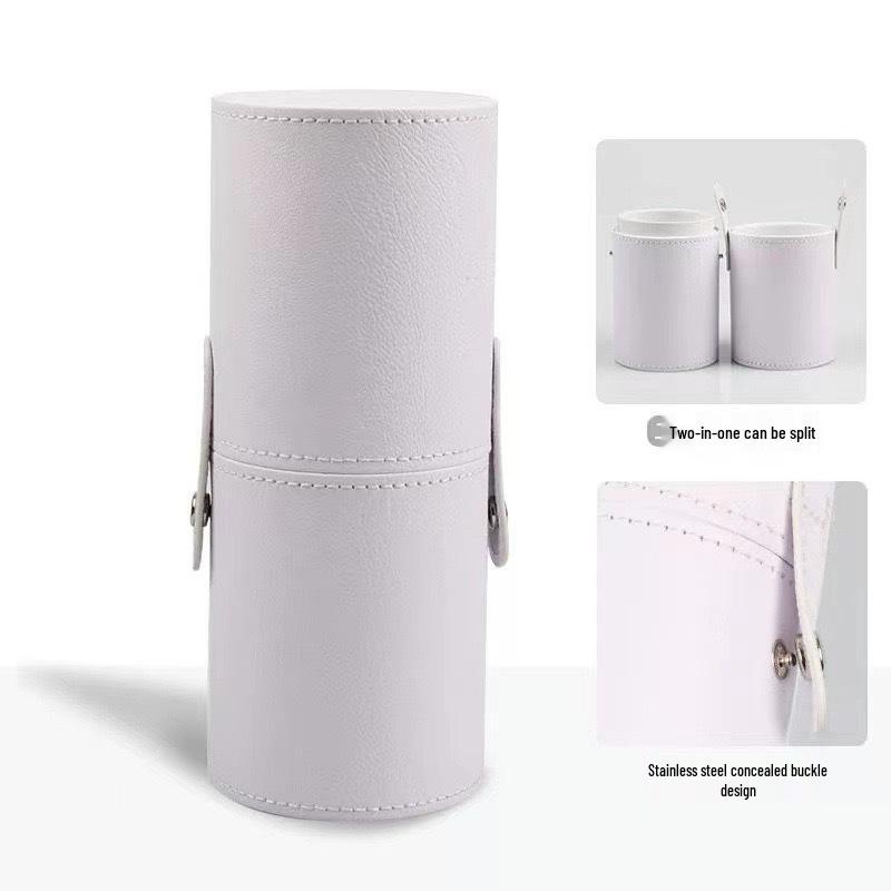 Przenośny Wielofunkcyjny Pojemnik na Pędzle do Makijażu ze Skóry PU z Pokrywką - Mały, Wodoodporny, Pyłoszczelny Rozwiązanie do Przechowywania