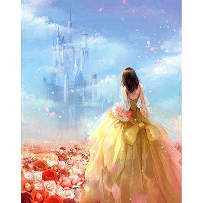 Princezna Castle DIY Crystal Painting Použijte bezrámové plné 5D kulaté čtvercové diamantové malířské sady