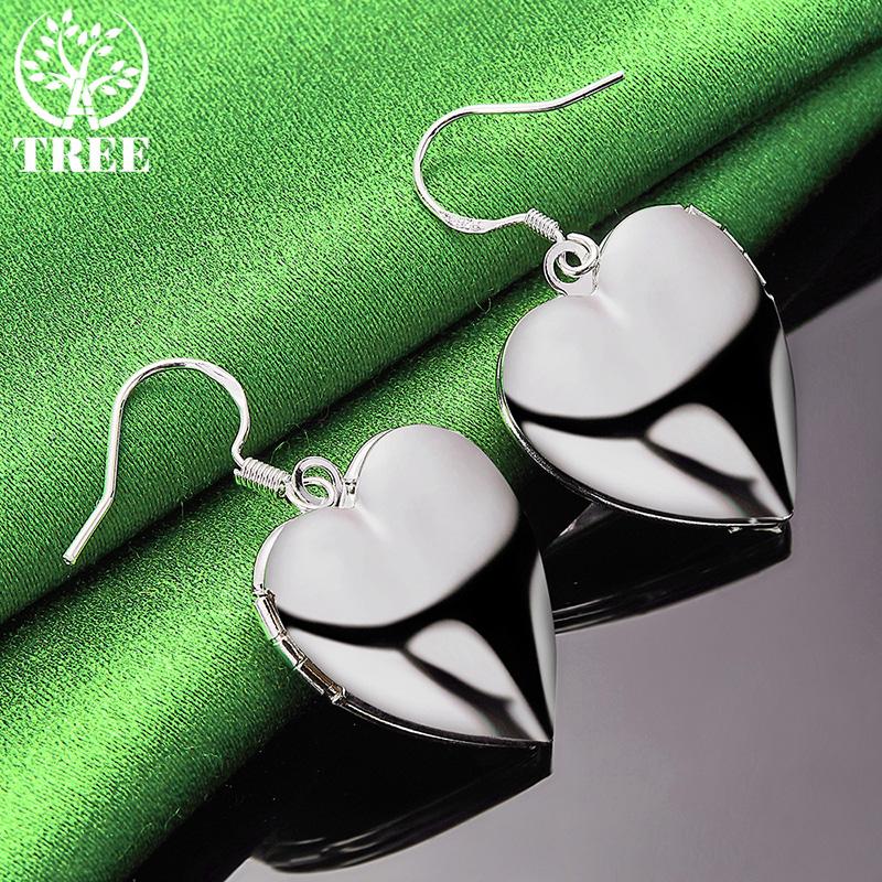 High-Quality 925 Sterling Silver Heart Drop Earrings For Women Elegant Charm Jewelry Birthday Engagement Wedding Party Gift
