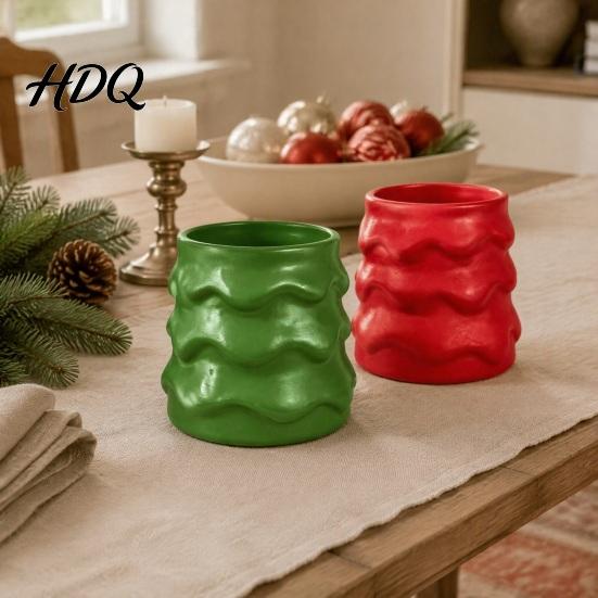 Modern Matte Finish Home Decor Christmas Tree Resin Ornament Multi-purpose Vase Pen Holder Makeup Functional for Shelves Brush Storage Container
