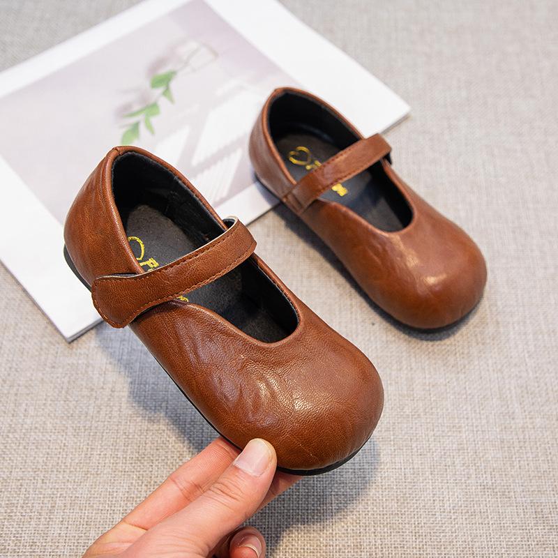 Spring Girls' Leather Shoes Korean Style Fashionable Princess Shoes Soft Sole Toe Shoes Fashionable All-match Shoes