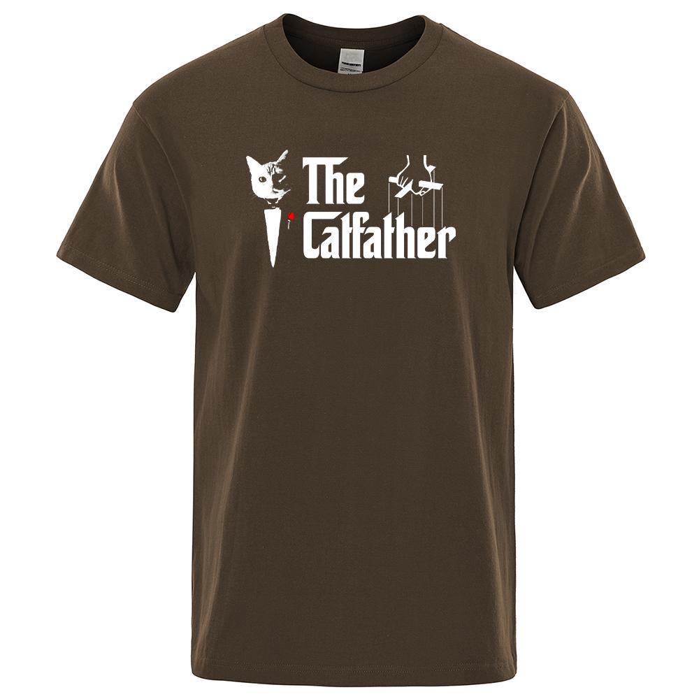 The Catfather Cat Cool Printing Man Tshirt Casual Comfortable T-Shirt Fashion Vintage Tee Shirts Oversized Casual T Shirts Men's