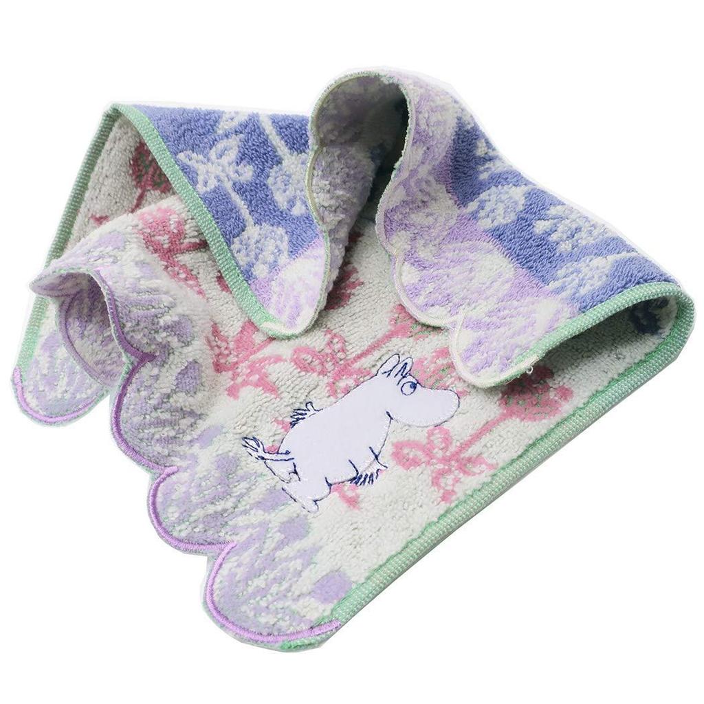Marushin Moomin Hand Blooming Maze 1405015200 Towel, 25x25cm, Appliqué Embroidery, No-Twist Yarn,