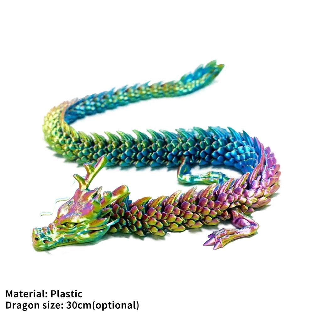 3D Printed Articulated Dragon Rotatable Joint 3D Crystal Chinese Dragon Ornaments Mystery Dragon Egg Toy Home Office Decoration