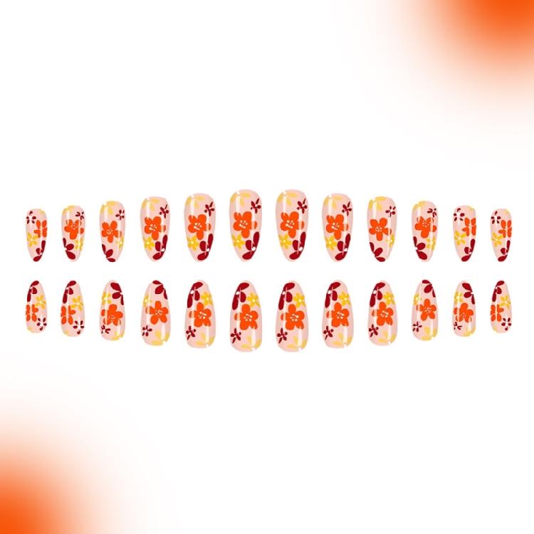 Fake Nails Fall Winter Floral Nail Art Plastic Press On Nails With Coffee Tone Flower Motifs For Multiple Occasion