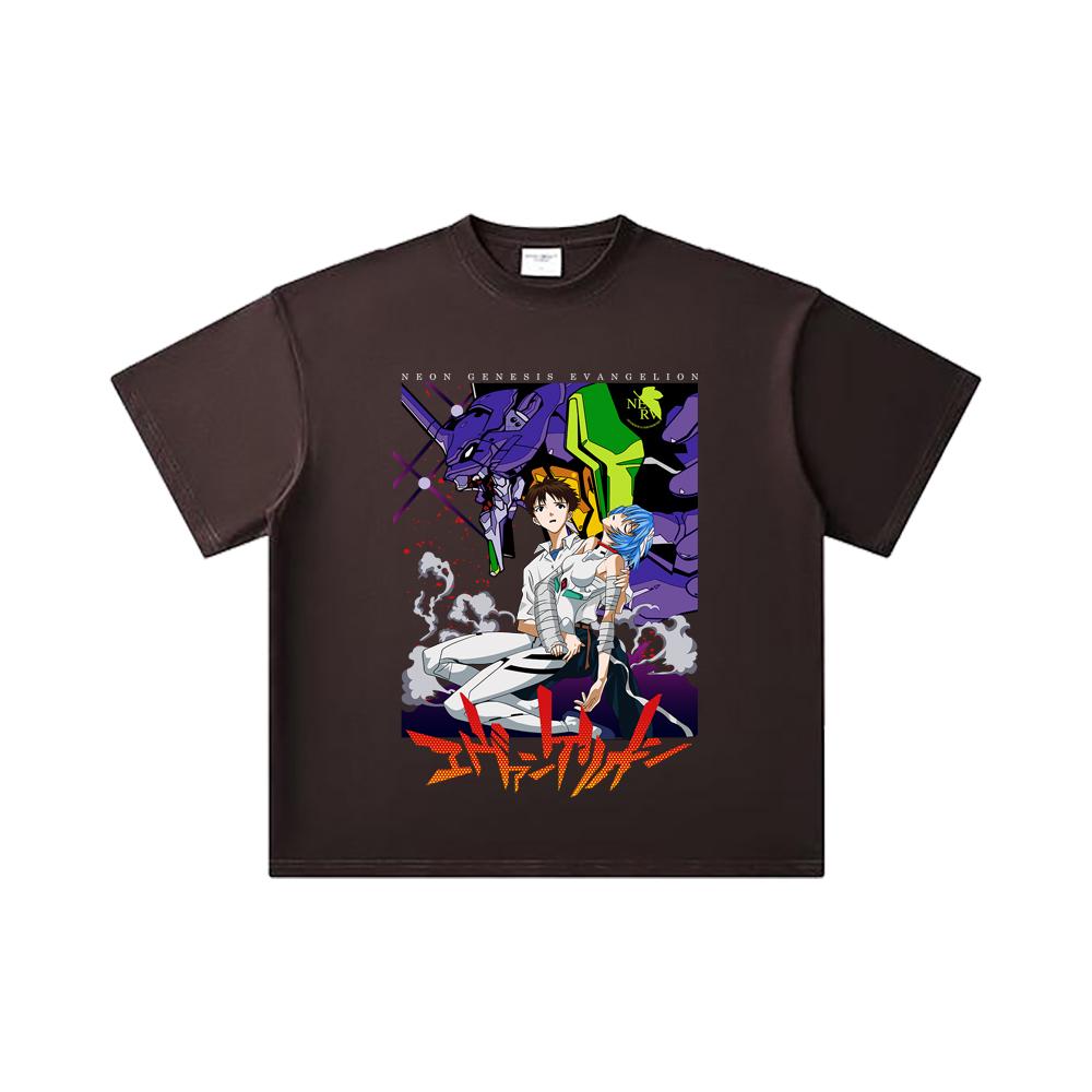 260 GSM Double Yarn 32 Count 100% Cotton Evangelion V1 Print Unisex Heavy Cotton T Shirt
