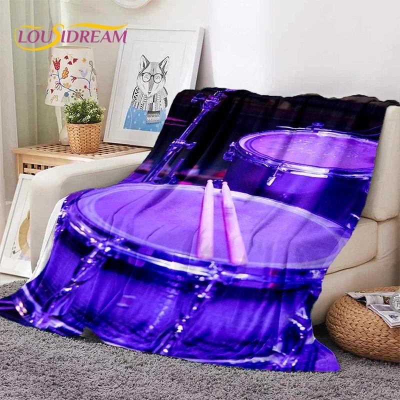 Kit de Bateria 3D Conjunto de Suporte para Bateria Instrumentos Musicais Cobertores Macios, Mantenha-se Aquecido Manta Confortável para Piquenique Camas Sofá Casa Quarto