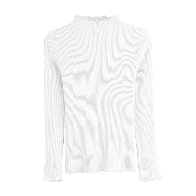 Women's Ruffle Half High Neck Long Sleeve Sweater - Early Spring & Autumn Style
