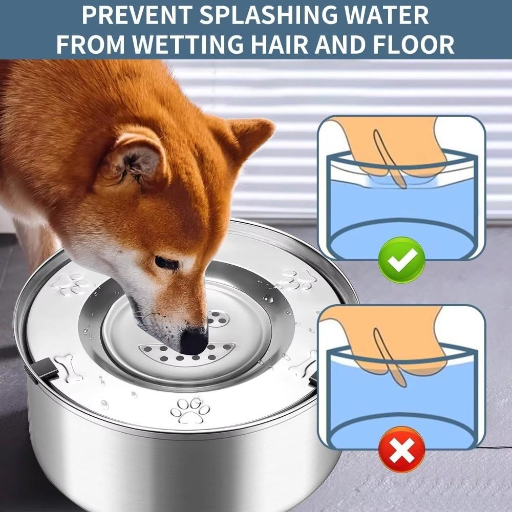 Stainless Steel Dog Water Bowl Anti-Splash Anti-Spill Pet Water Feeder Portable Non-Slip Base Dog Water Dispenser Travel
