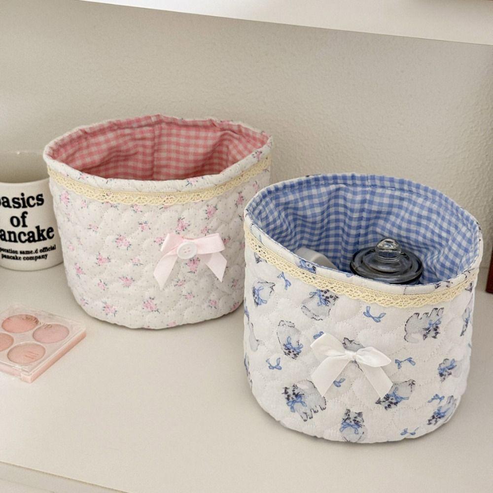 Quilting Cotton Desktop Storage Basket Love heart Storage Frame Cute Organizer Box  Home Decoration