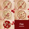 Double-Sided Red Happy Fan: Bridesmaid Wedding Robe Photo Prop
