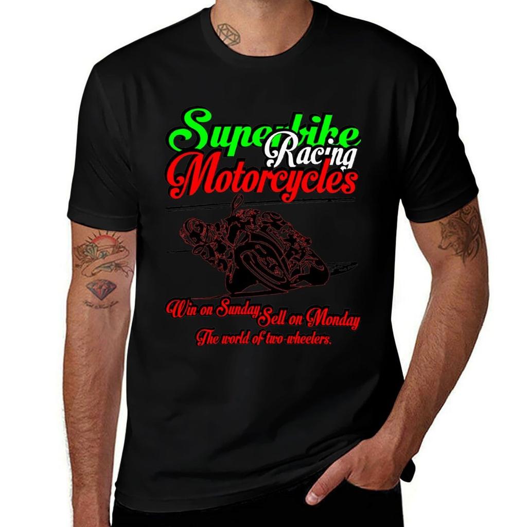 Superbike Racing Motorcycles Tshirt Modern Print Casual Tshirt