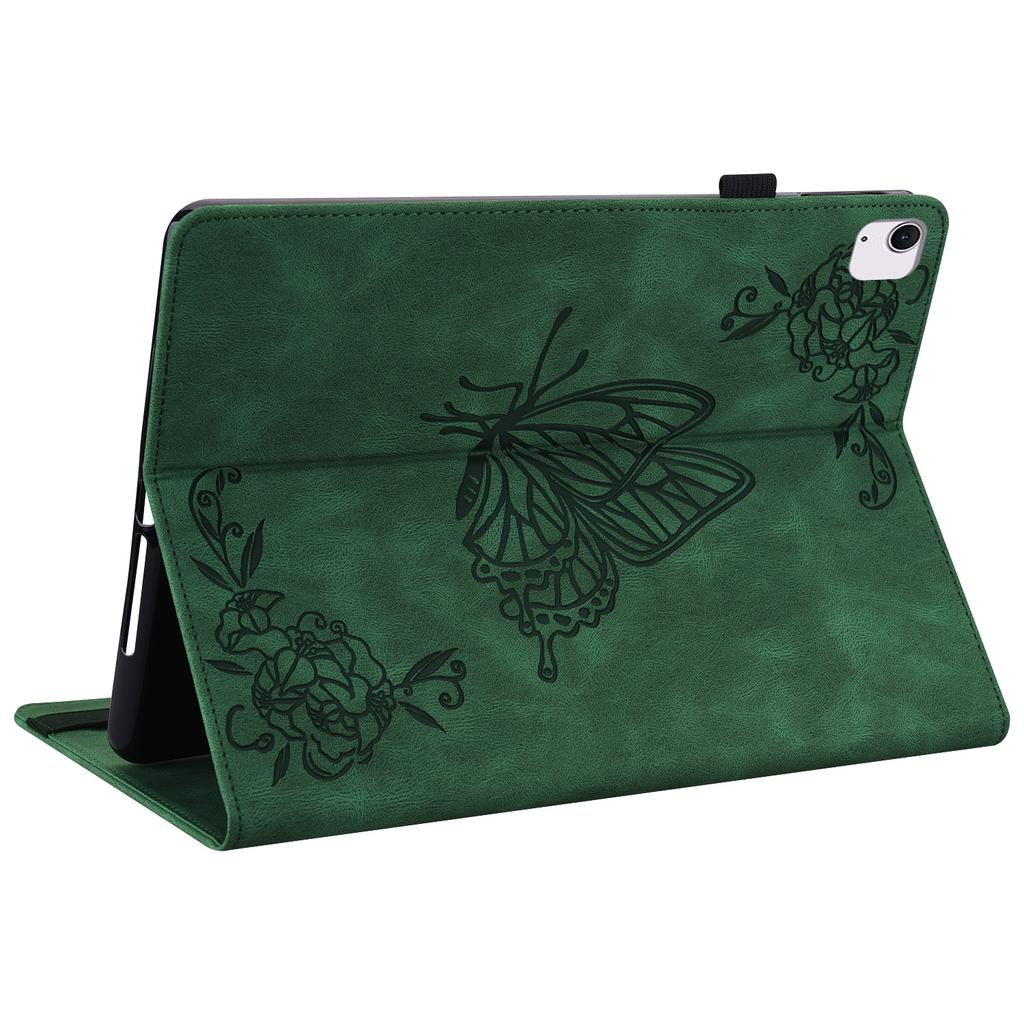 For iPad Air 11 (2025)/(2024) Case Imprinted Butterfly Flower PU Leather Flip Card Slots Tablet Cover