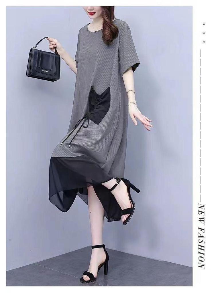 Plus Size Women's Summer Slimming Mid-Length Dress - Belly & Flesh Concealing