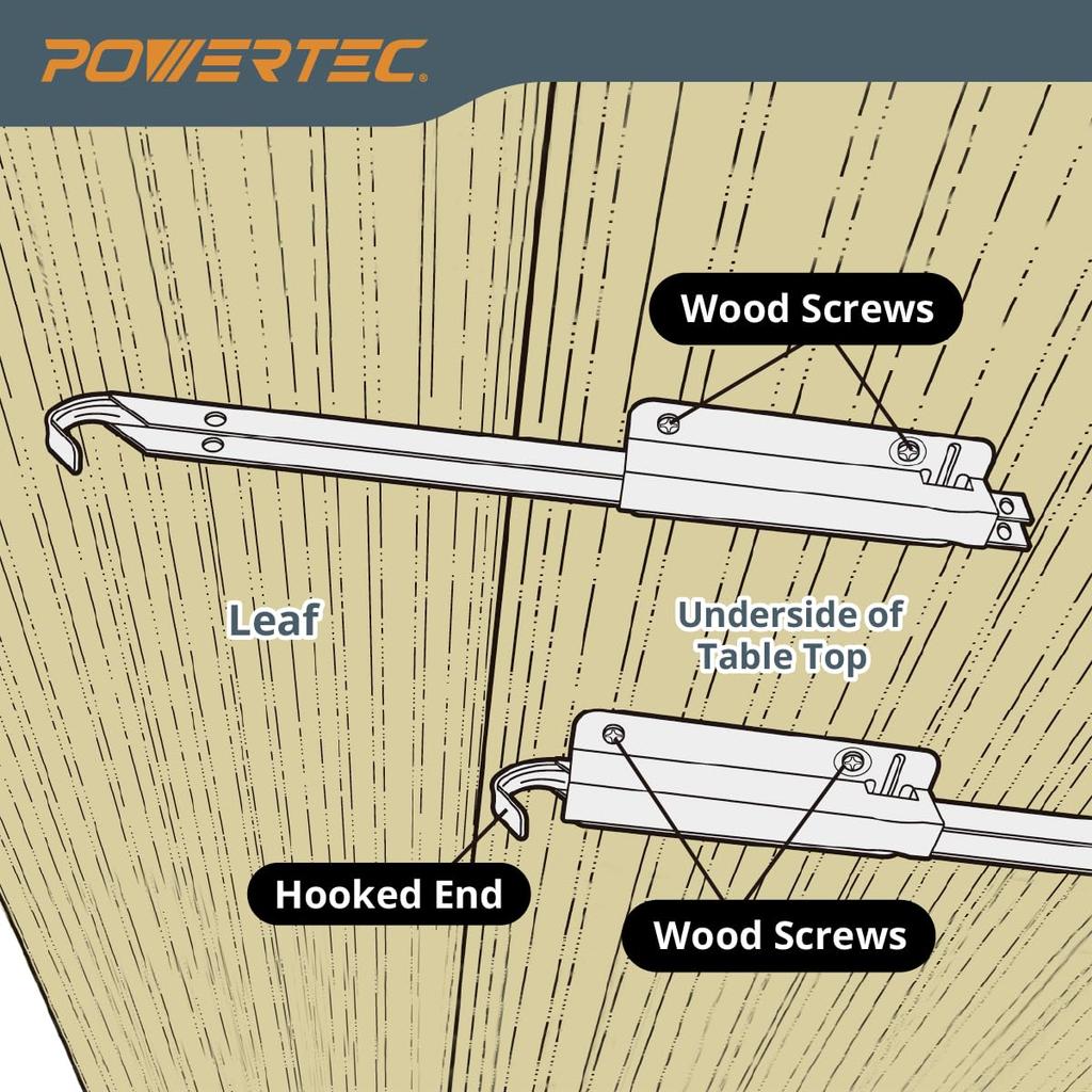POWERTEC 71426 Metal Drop Leaf Table Support – Set of 2, Silver