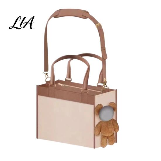 Durable Scratch Resistant Pet Carrier Portable Purse, Plush Bear Dog Tote, Side Head Soft Sided for Travel Hole, Adjustable Strap, Shoulder