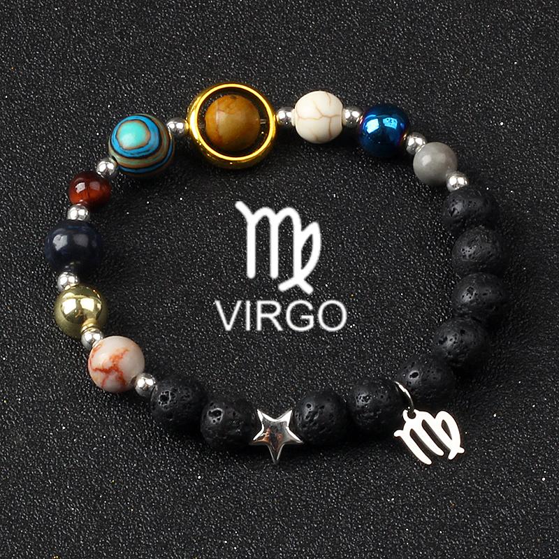 Solar System Galaxy Planets Bracelets for Women Women Zodiac Virgo Cancer Leo Libra 12 Constellation Charm Bracelet Jewelry Gift