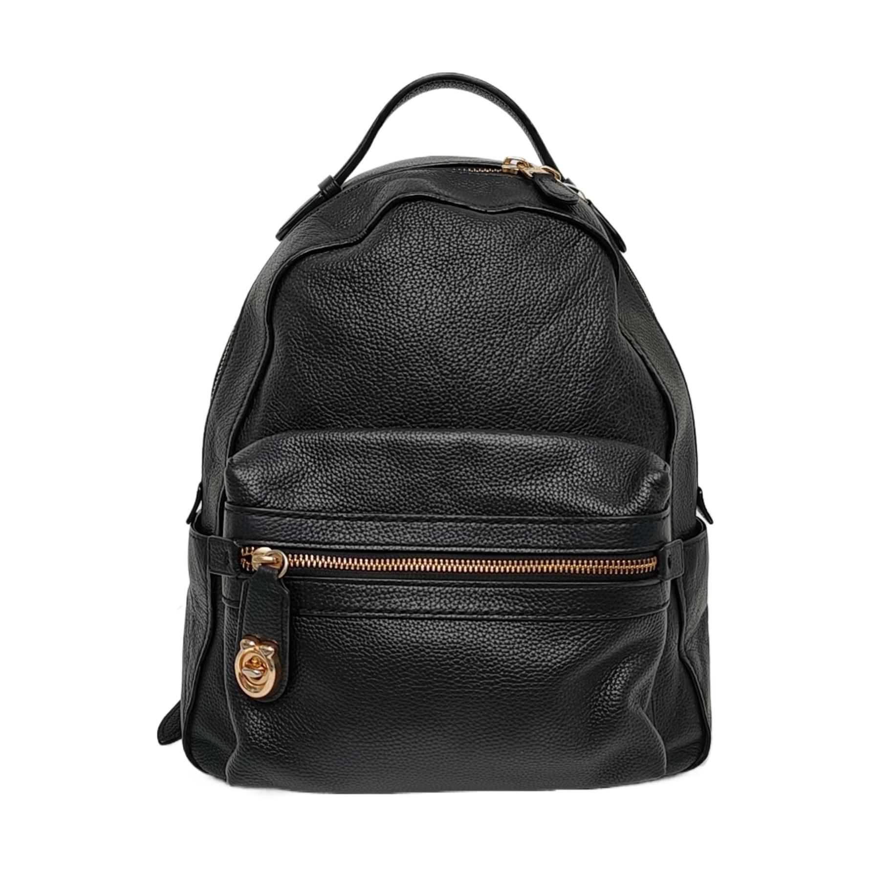 [Pre-Owned] Campus Large Black Leather Studded Backpack With Gold Hardware - Good #9NR9H4 ONE SIZE