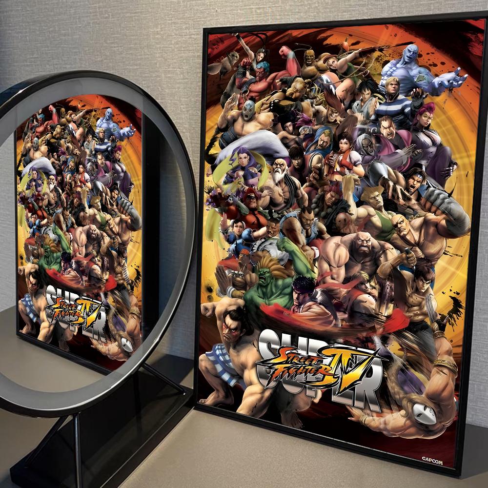 Spiel S-STREET F-FIGHTER Poster Anime Poster Klebend HD Qualität Wandkunst Retro Poster für Zuhause Kawaii Raumdeko