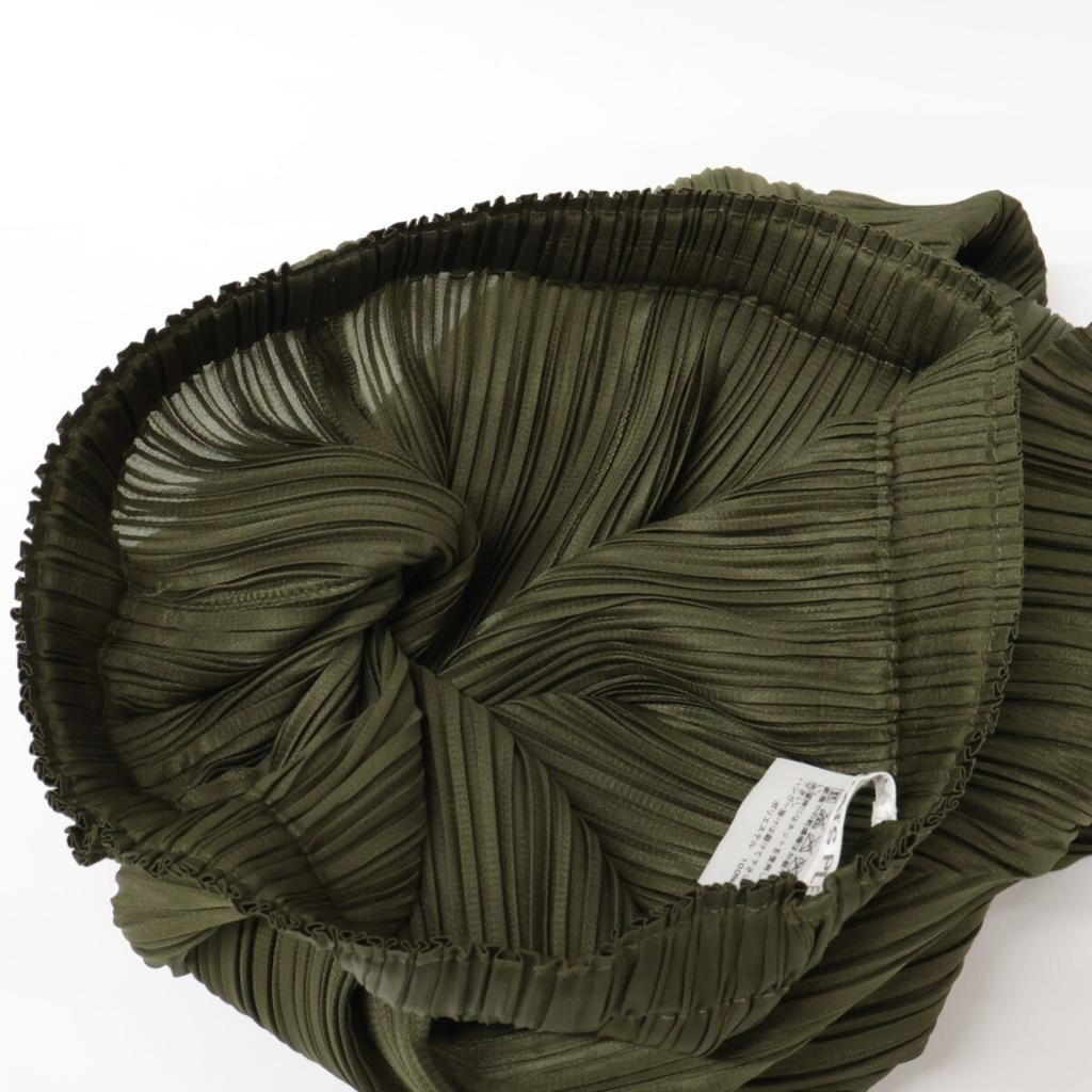 PLEATS PLEASE PP53-JF162 Khaki Pleated Design Cropped Pants Bottoms 3 khakiUsed