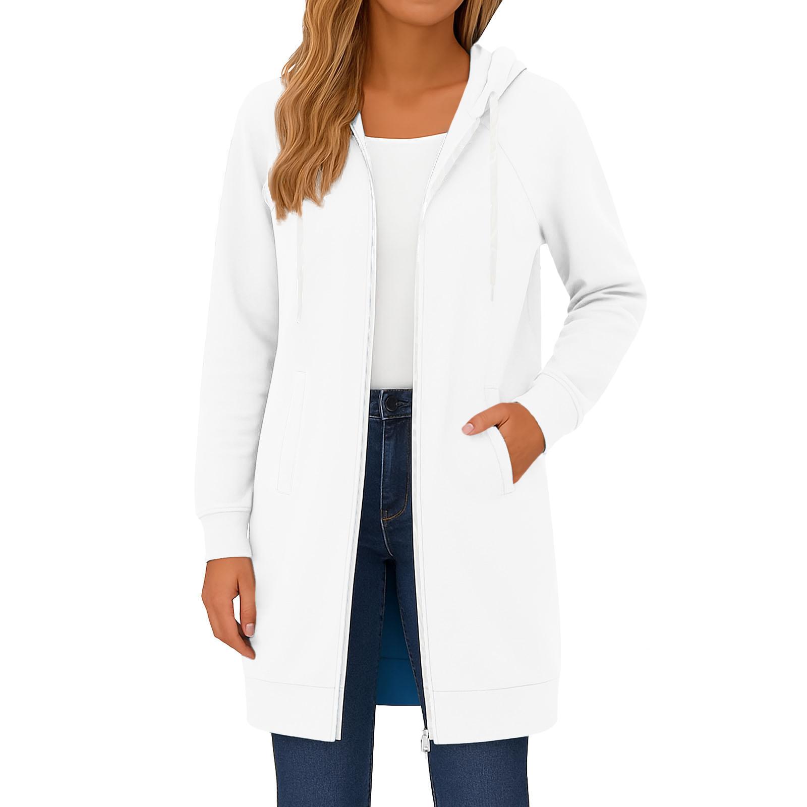 

Женские толстовки на молнии, с длинным рукавом, удлиненные туники, свитшоты, оверсайз, флисовая, повседневная осенняя куртка-пальто с карманом XL