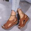 Fashion Fashionable Women's Sandals for Summer Outdoor Comfort Thick Soled Women's Hollow Toe Wedge Casual Soft Soled Beach Shoes